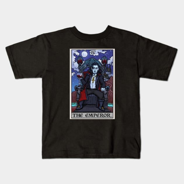 The Emperor Tarot Card Gothic Halloween Count Dracula Vampire Major Arcana Kids T-Shirt by TheGhoulishGarb
